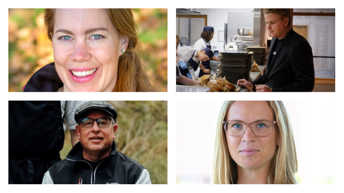 Sofia Alriksson, projektledare och landsbygdsutvecklare vid Hushållningssällskapet i Jönköping. Claes Lövgren, ansvarig för projektet ”Hållbar fast food i Kronoberg” , Destination Småland, Ulrika Norvell, kvalitetsansvarig Svenskmärkning AB, Ludvig Jureskog, grundare och operativt ansvarig för restaurangkedjan Jureskogs