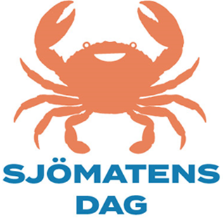 Symbol med krabba och texten Sjömatens dag