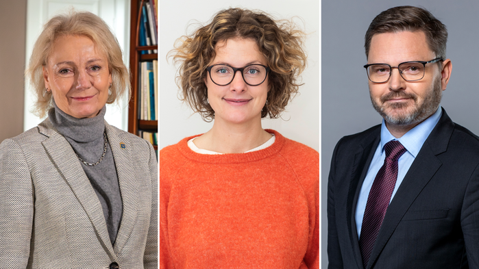 Två kvinnor och en man. Porträttbilder.