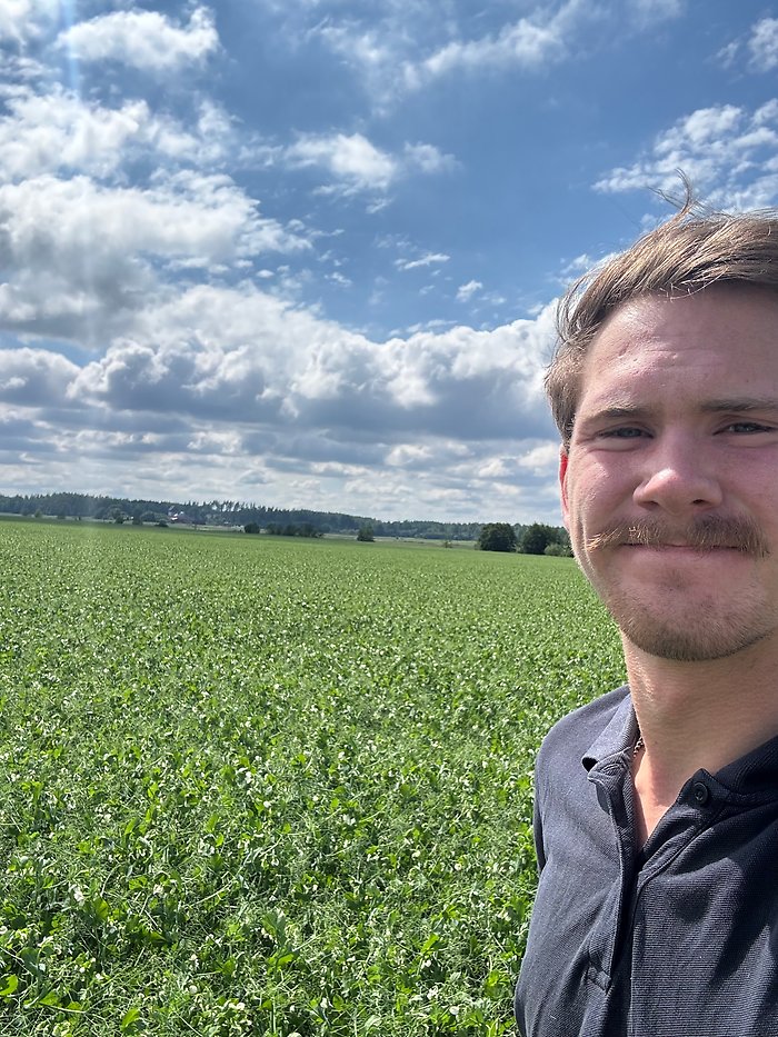 Linus Olsson vid sin växtodling